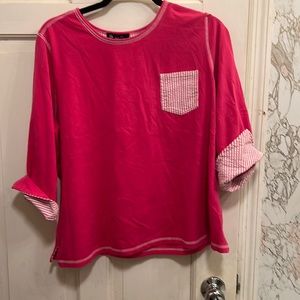 Pink and plaid 95% cotton soft material tee shirt